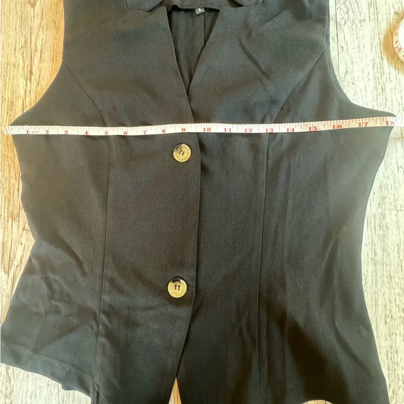 Vest Sleeveless Blazer Black 2 Button size M/L - Picture 10 of 13